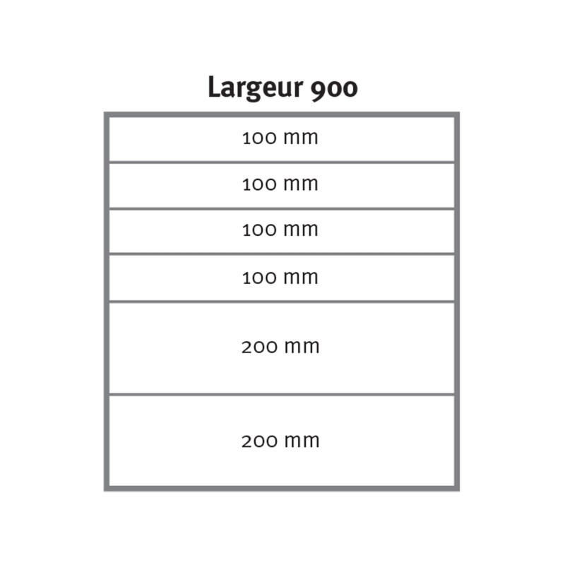 CAISSON 6 TIROIRS + BARRES ANTIBASCULE L.900 X P.450 X H.900 MM